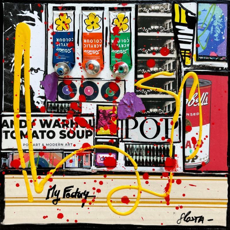 Peinture My Factory par Costa Sophie | Tableau Pop-art Acrylique, Collage, Upcycling Icones Pop