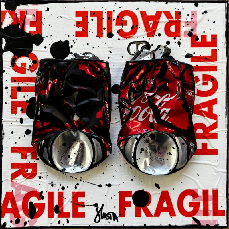 Painting Fragile Coke by Costa Sophie | Painting Pop-art Acrylic Gluing Upcycling