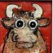 Peinture Little Bull par Maury Hervé | Tableau Art Singulier Animaux Encre Sable