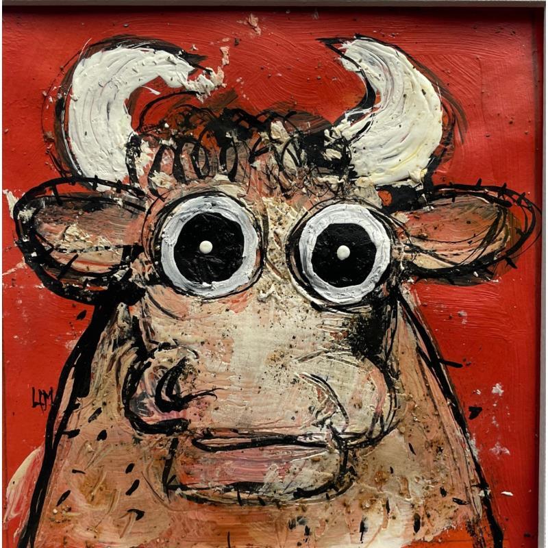 Peinture Little Bull par Maury Hervé | Tableau Art Singulier Animaux Encre Sable