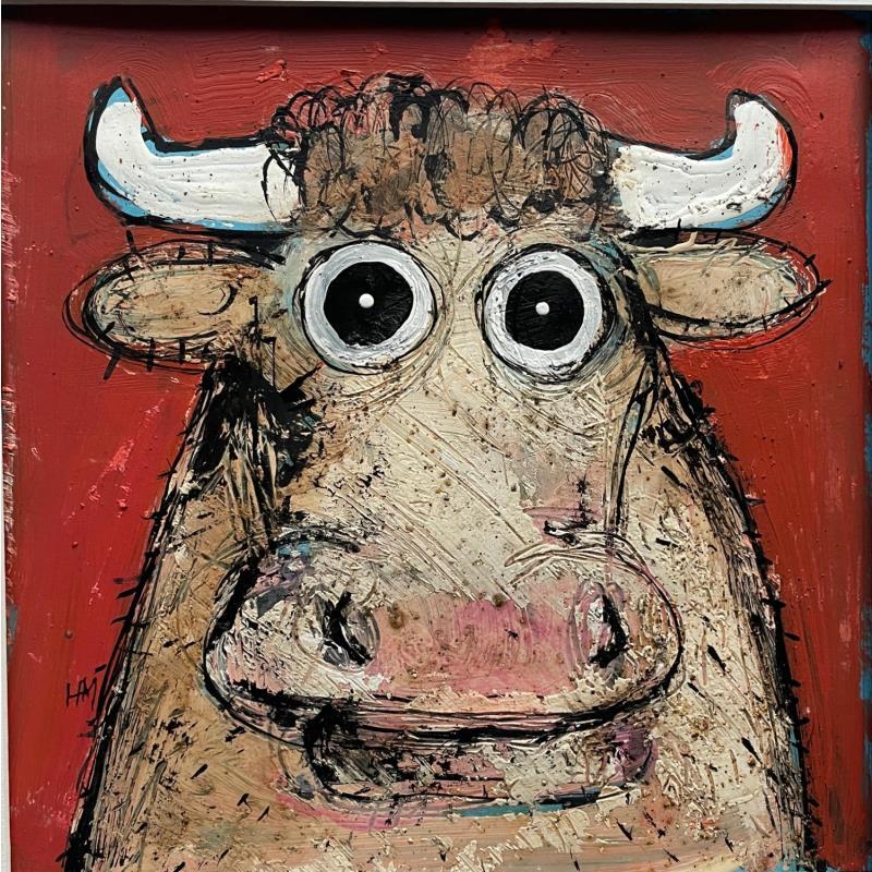 Painting Strong Bull by Maury Hervé | Painting Raw art Ink, Posca, Sand Animals