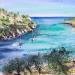 Painting Belle calanque  by Hoffmann Elisabeth | Painting Figurative Marine Watercolor