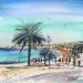 Painting Nice sous les palmiers  by Hoffmann Elisabeth | Painting Figurative Urban Watercolor
