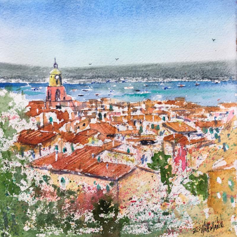 Painting St Tropez  by Hoffmann Elisabeth | Painting Figurative Urban Marine Watercolor
