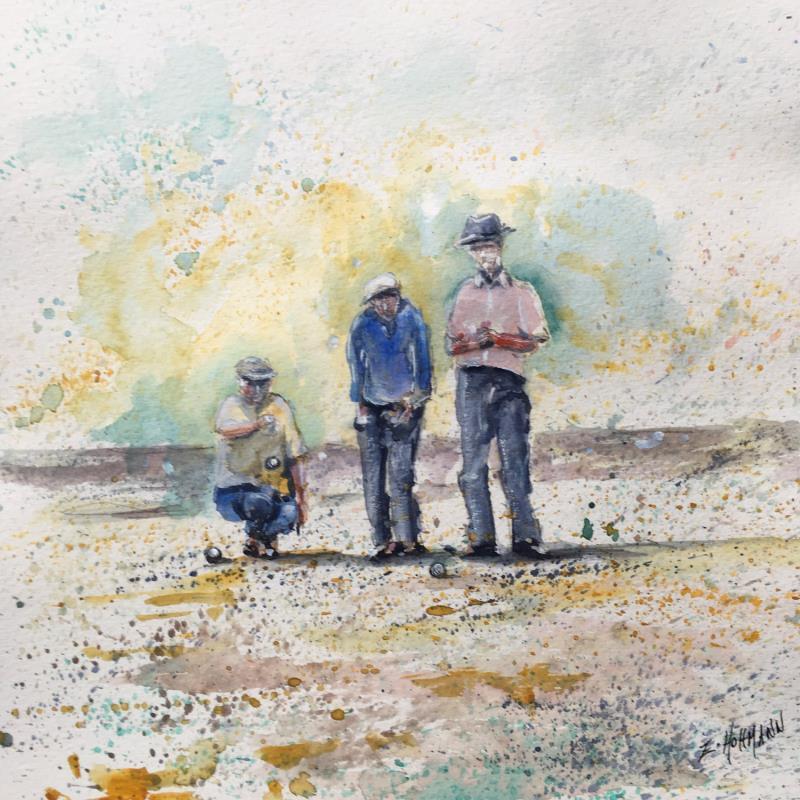Painting Boulistes by Hoffmann Elisabeth | Painting Figurative Watercolor Life style, Urban