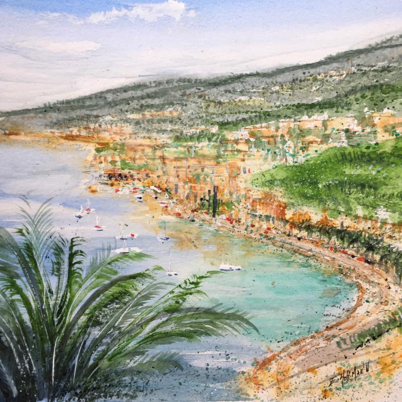 Painting Nice Beau panorama  by Hoffmann Elisabeth | Painting Figurative Urban Marine Watercolor