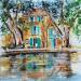 Painting Reflet du bassin  by Hoffmann Elisabeth | Painting Figurative Urban Watercolor