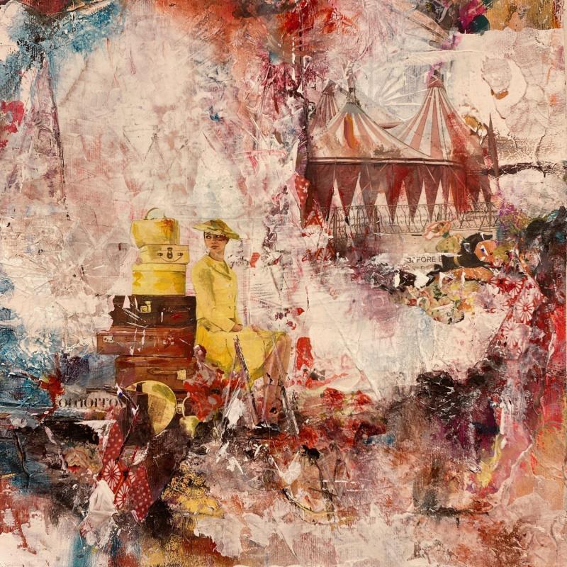 Peinture Leave the past behind par Bergeron Marie-Josée | Tableau Surréalisme Acrylique, Collage, Huile Scènes de vie, Urbain