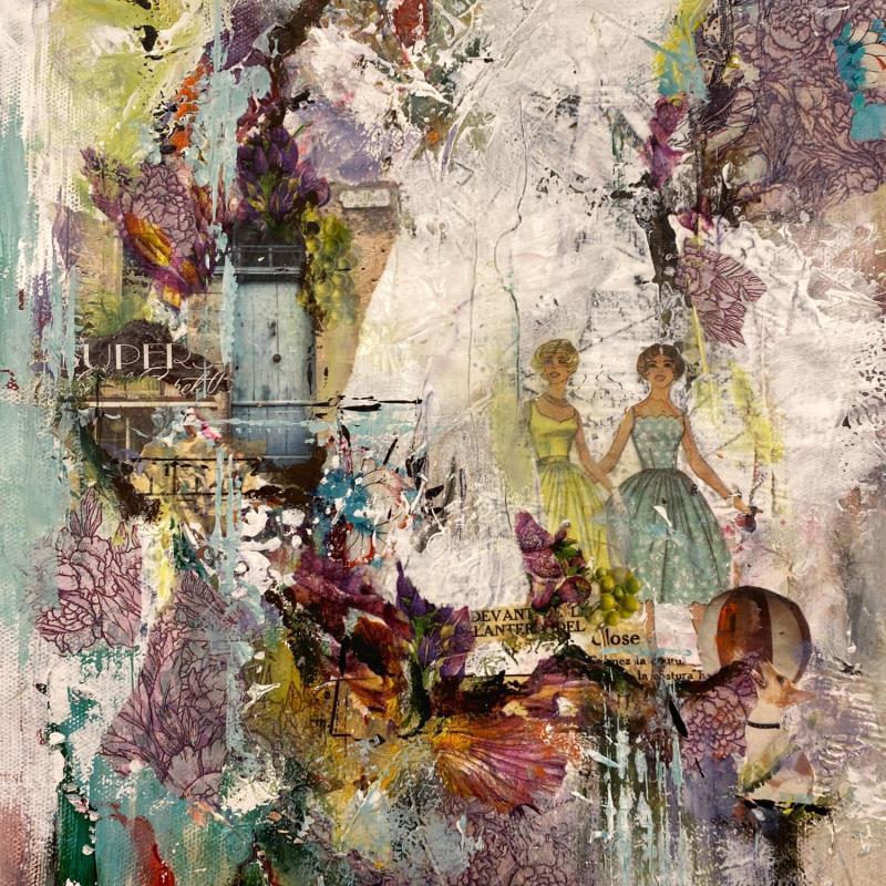 Peinture Sisters par Bergeron Marie-Josée | Tableau Surréalisme Acrylique, Collage, Huile Scènes de vie, Urbain