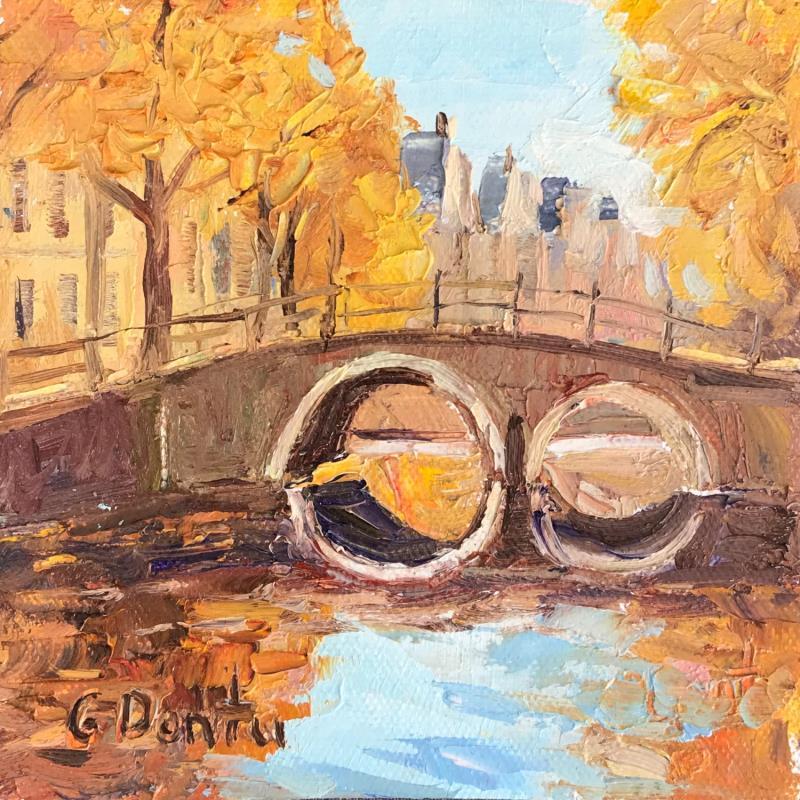 Gemälde Amsterdam en automne. von Dontu Grigore | Gemälde Figurativ Urban Öl