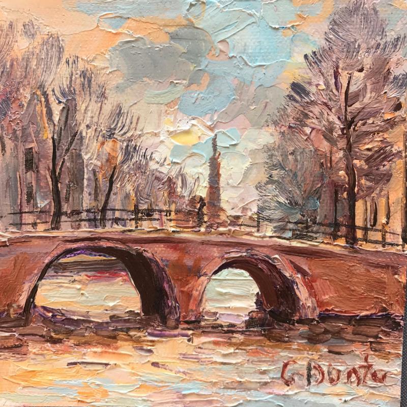Gemälde Le vieux pont. Les couleurs pastel d’Amsterdam. von Dontu Grigore | Gemälde Figurativ Urban Öl