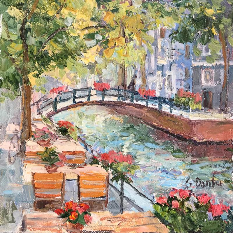 Painting La terrasse au bord du canal by Dontu Grigore | Painting Figurative Oil Pop icons, Urban