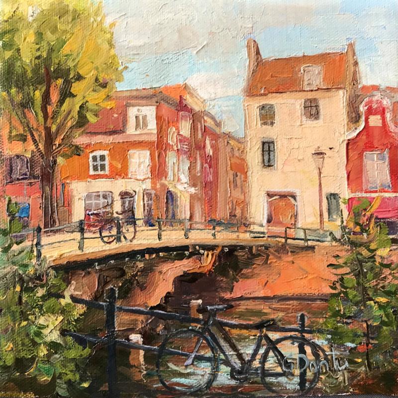 Painting Le pont dans le vieux quartier d'Amsterdam  by Dontu Grigore | Painting Figurative Oil Pop icons, Urban