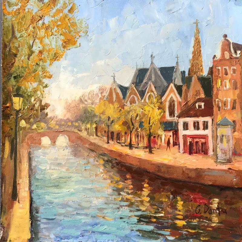 Painting La vue du canal en automne by Dontu Grigore | Painting Figurative Oil Urban