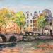 Peinture Le vieux cartier d’Amsterdam par Dontu Grigore | Tableau Figuratif Urbain Huile