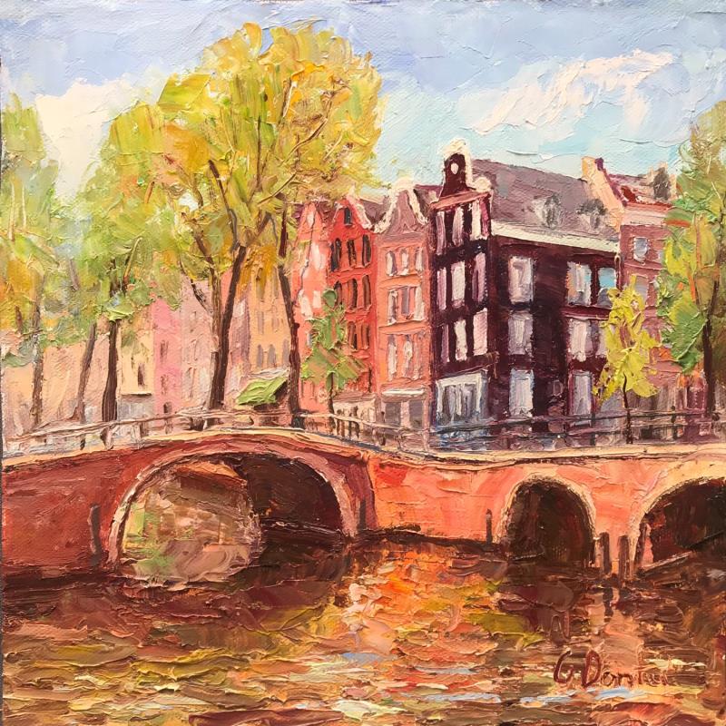 Peinture Le printemps à Amsterdam  par Dontu Grigore | Tableau Figuratif Urbain Huile