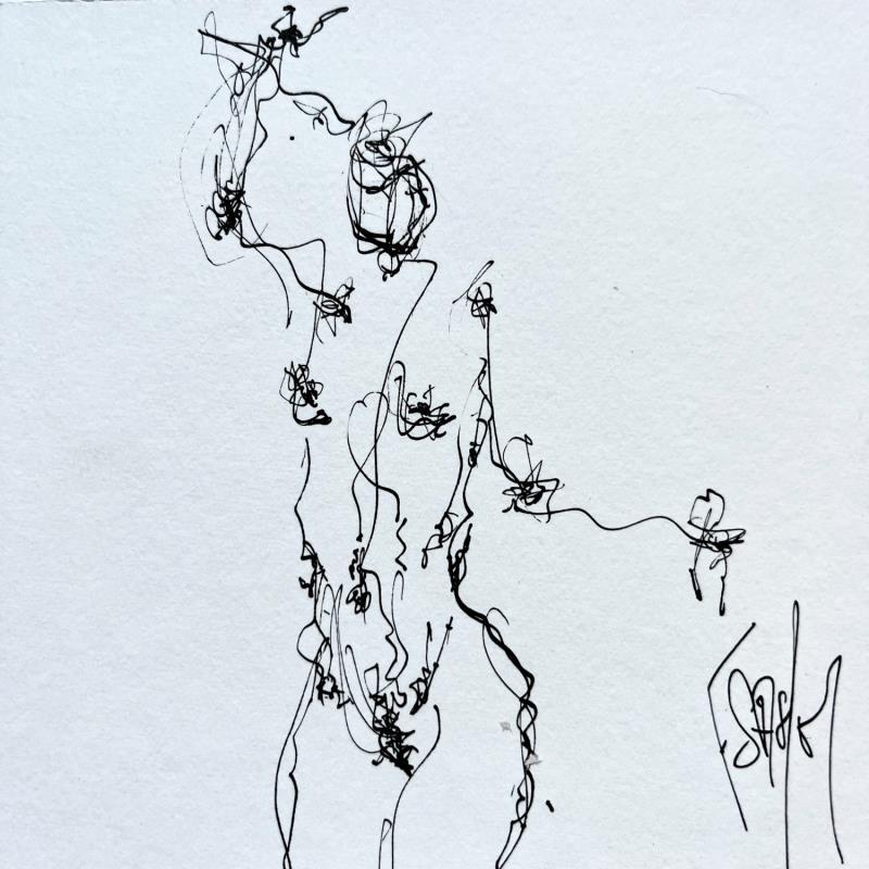Painting Charlotte by Sahuc François | Painting Figurative Nude Minimalist Ink