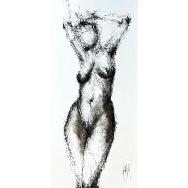 Painting Léa by Sahuc François | Painting Figurative Pastel Minimalist, Nude