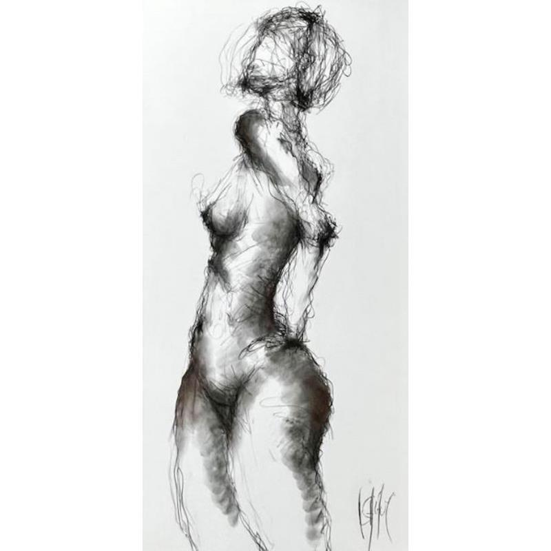 Painting Adèle by Sahuc François | Painting Figurative Nude Minimalist Pastel