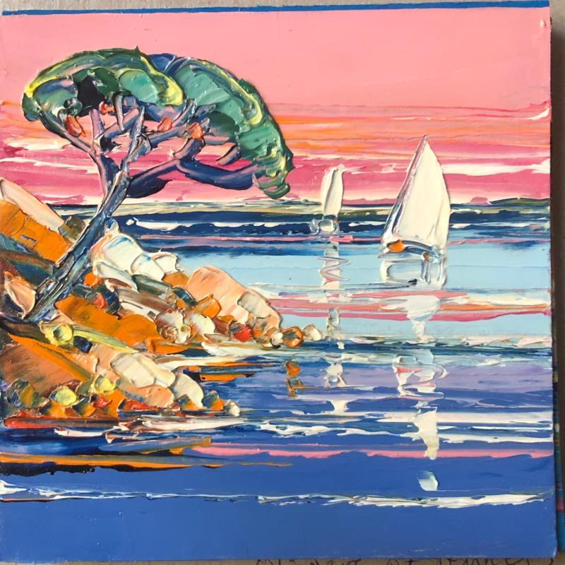 Painting Soirée rosée by Corbière Liisa | Painting Figurative Landscapes Marine Oil