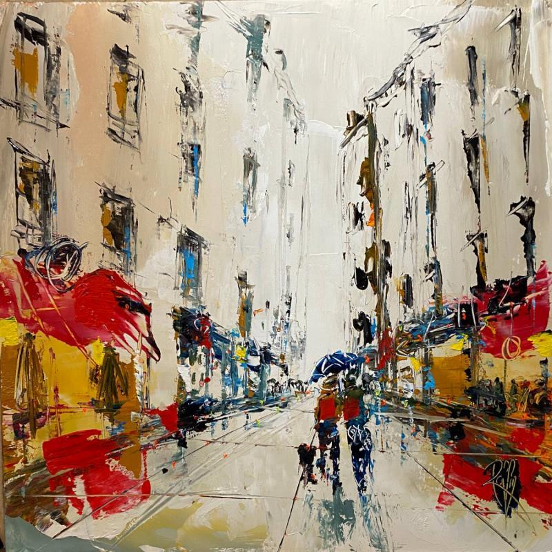 Painting Petite pluie d'amour by Raffin Christian | Painting Figurative Oil Urban