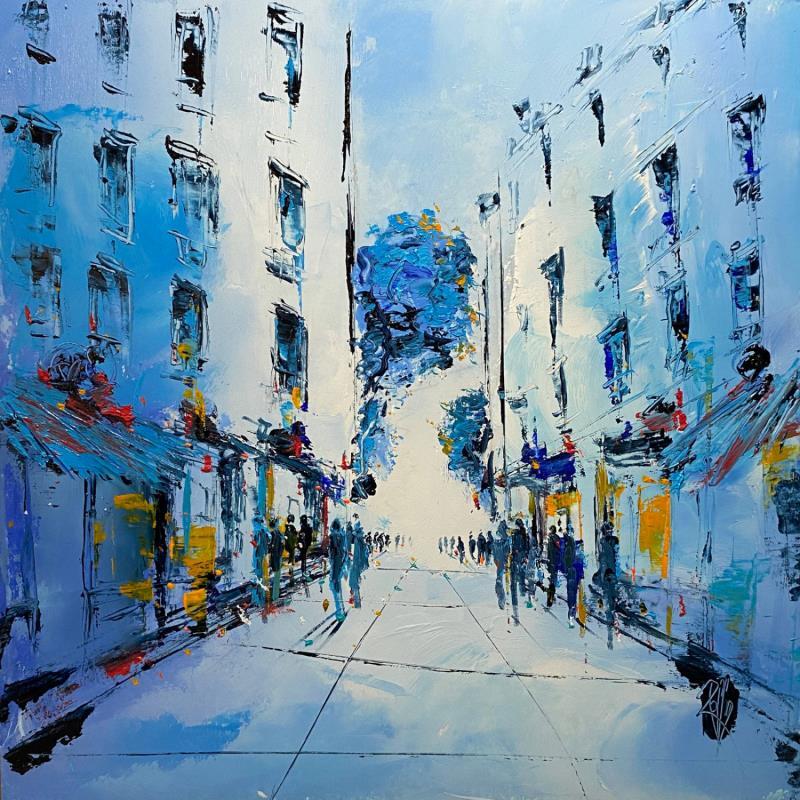 Painting Bleu de ville by Raffin Christian | Painting Figurative Urban Oil