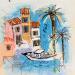 Peinture La barque par Colombo Cécile | Tableau Figuratif Paysages Nature Scènes de vie Aquarelle Acrylique Collage Encre Pastel