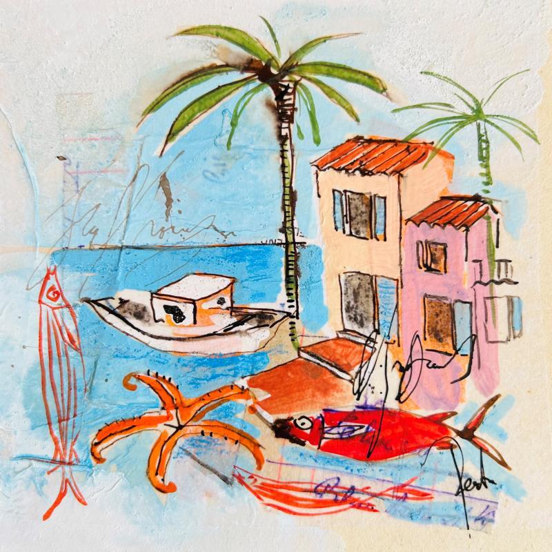 Peinture étoile de mer par Colombo Cécile | Tableau Figuratif Acrylique, Aquarelle, Collage, Encre, Pastel Nature, Paysages, Scènes de vie