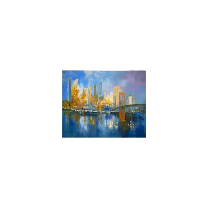 Painting Brooklyn bridge by Dessein Pierre | Painting Figurative Oil