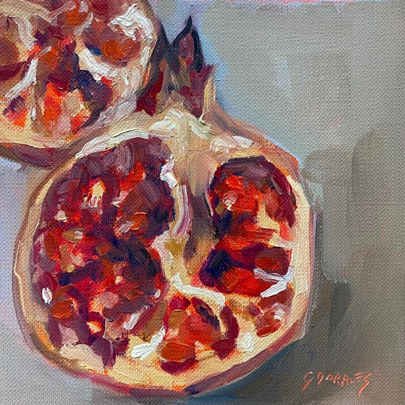 Painting Grenade  coupée by Morales Géraldine | Painting Figurative Still-life Oil