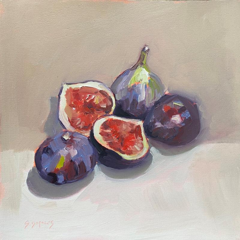 Painting Figues groupées by Morales Géraldine | Painting Figurative Still-life Oil