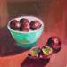 Gemälde fruits de la passion dans un bol vert von Morales Géraldine | Gemälde Figurativ Stillleben Öl