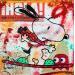Gemälde Snoopy Snow board von Kikayou | Gemälde Pop-Art Pop-Ikonen Graffiti Acryl Collage