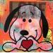 Gemälde Snoopy love von Kikayou | Gemälde Pop-Art Pop-Ikonen Graffiti Acryl Collage