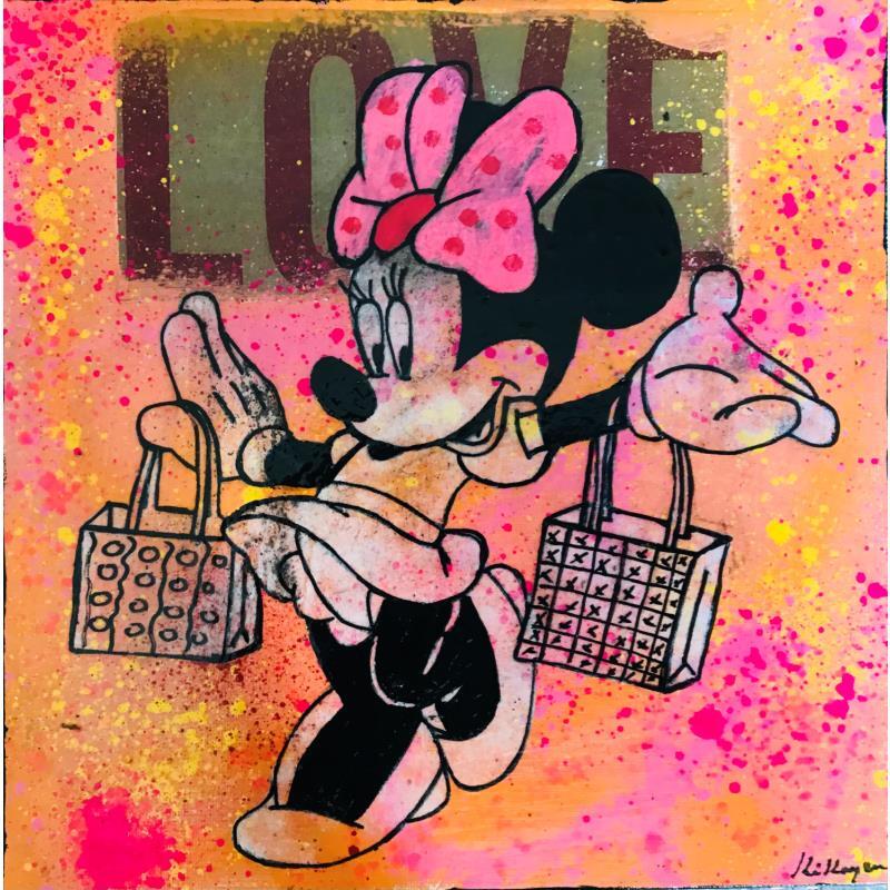 Gemälde Minnie shopping von Kikayou | Gemälde Pop-Art Pop-Ikonen Graffiti Acryl Collage