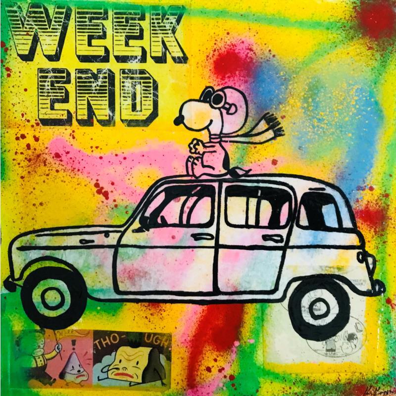 Gemälde Week end von Kikayou | Gemälde Pop-Art Pop-Ikonen Graffiti Acryl Collage