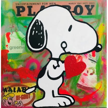 Gemälde Snoopy love von Kikayou | Gemälde Pop-Art Acryl, Collage, Graffiti Pop-Ikonen