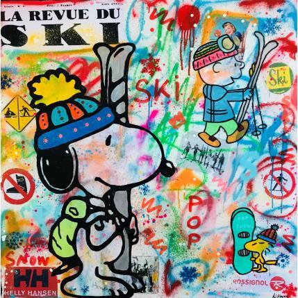 Painting Snoopy ski avec ses amis by Kikayou | Painting Pop-art Acrylic, Gluing, Graffiti Pop icons