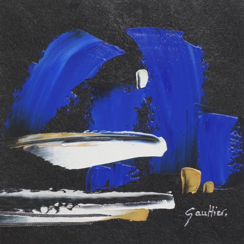 Peinture Blue song par Gaultier Dominique | Tableau Abstrait Minimaliste Huile