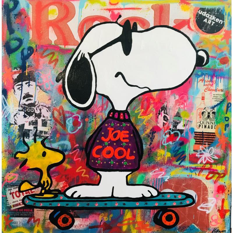 Painting Snoopy And woodstock skate by Kikayou | Painting Pop-art Pop icons Graffiti Acrylic Gluing