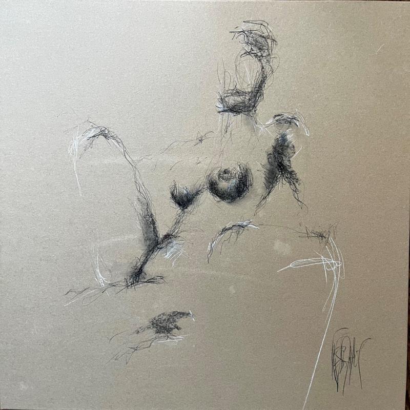 Painting Louise by Sahuc François | Painting Figurative Pastel Minimalist, Nude