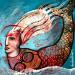 Peinture Sirène tranquille par Doudoudidon | Tableau Art Singulier Acrylique