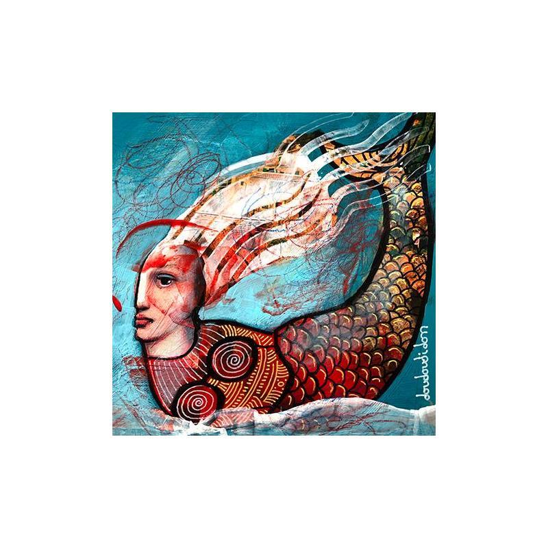 Peinture Sirène tranquille par Doudoudidon | Tableau Art Singulier Acrylique