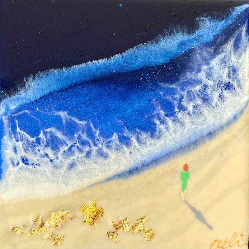 Painting Flanerie by Aurélie Lafourcade painter | Painting Impressionism Marine Minimalist Acrylic Resin