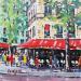Peinture TERRASSE QUARTIER OPERA A PARIS par Euger | Tableau Figuratif Urbain Scènes de vie Acrylique