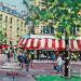 Painting TERRASSE LA ROTONDE RUE SAINT LAZARE, PARIS by Euger | Painting Figurative Urban Life style Acrylic