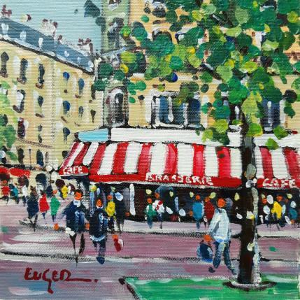 Painting TERRASSE LA ROTONDE RUE SAINT LAZARE, PARIS by Euger | Painting Figurative Acrylic Life style, Pop icons, Urban