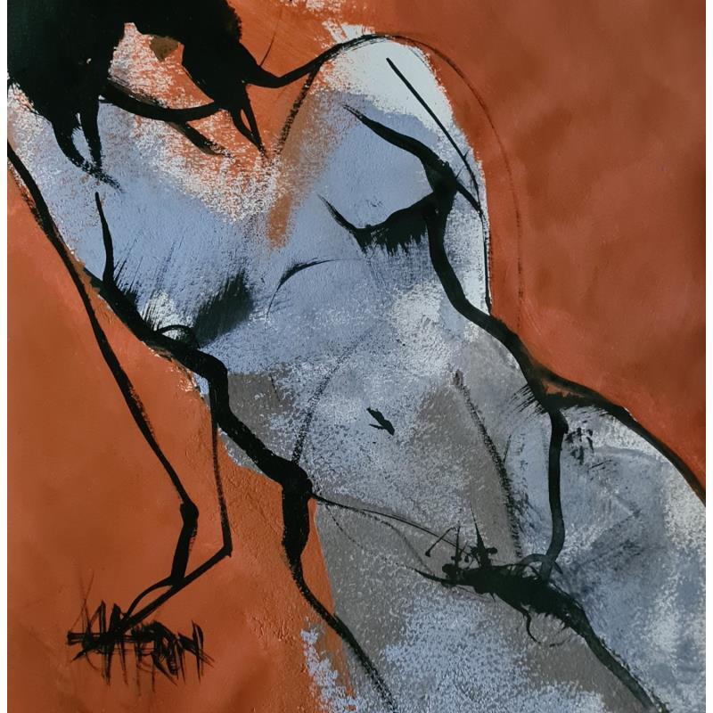 Painting Gris taupe 21 by Chaperon Martine | Painting Figurative Nude Acrylic