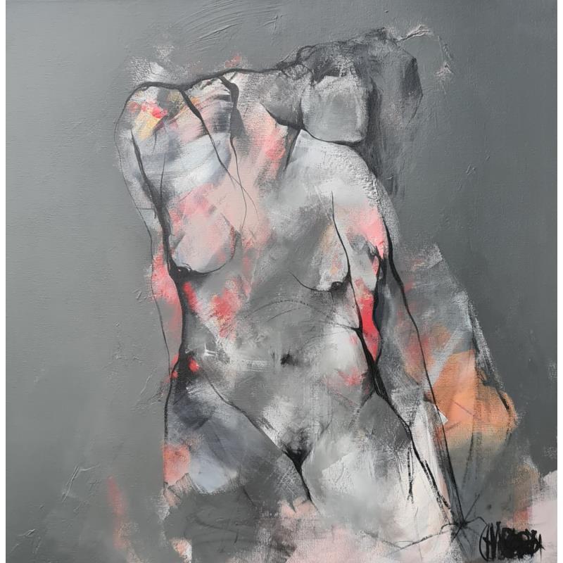 Painting Rouge baisers  by Chaperon Martine | Painting Figurative Acrylic Nude
