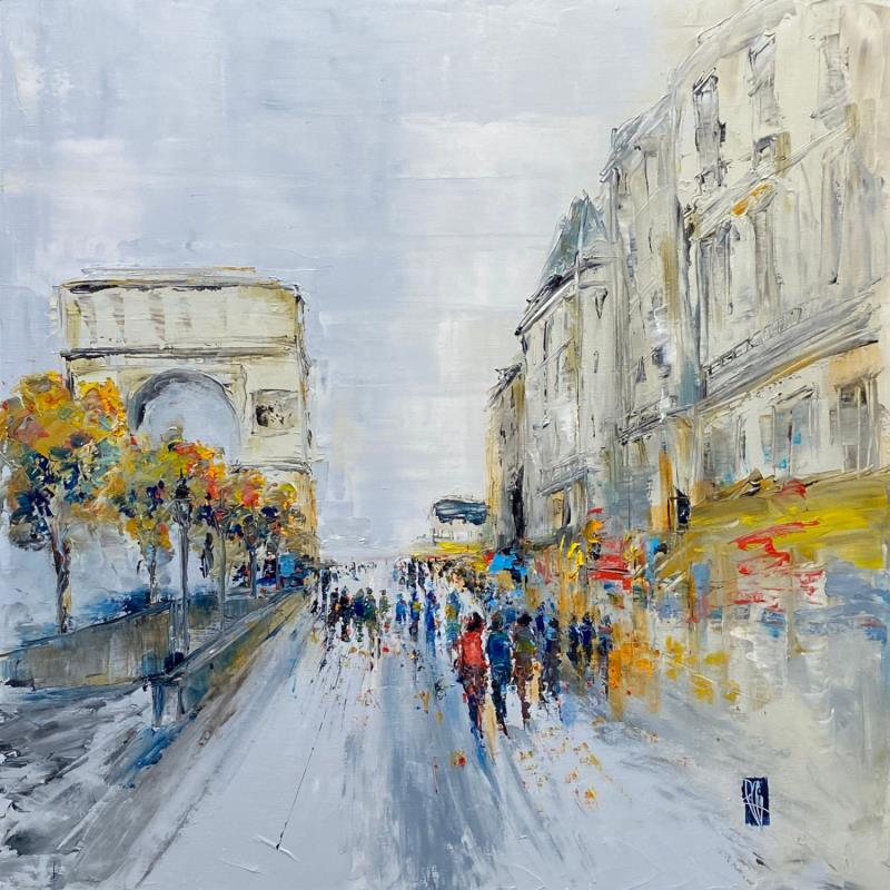 Painting Les Champs-Elysées by Raffin Christian | Painting Figurative Oil Urban